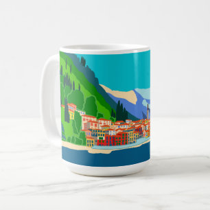 Caneca De Café Varenna Lake Como Itália Ilustração Viagem