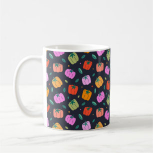 Caneca De Café Vários pimentos, padrão sem costura, pimento doc