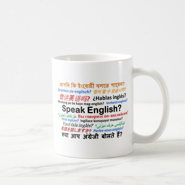 Caneca De Café Vários produtos da língua - fale o inglês? (Direita)