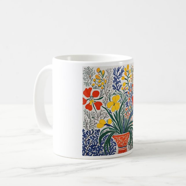 Caneca De Café Vase e Flores Selvagens (Frente Esquerda)