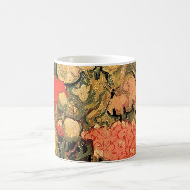 Caneca De Café Vaso com Malvas Rosadas por Vincent van Gogh (Centro)