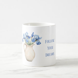 Caneca De Café Vaso de Creme Flores de Íris Roxa