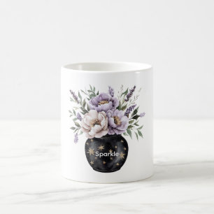 Caneca De Café Vaso de Flores de Creme de Lavanda com Estrelas Br