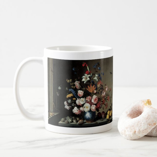Caneca De Café Vaso de Flores junto a uma Janela, Balthasar van d (Com Donut)