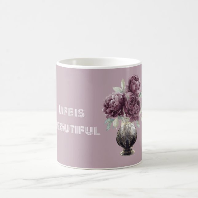 Caneca De Café Vaso de Flores Roxas Bonitas (Centro)