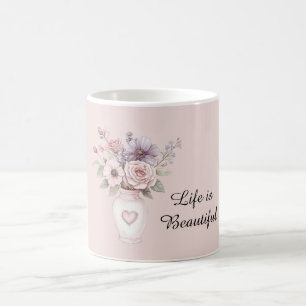 Caneca De Café Vaso de Flores Roxas Rojos