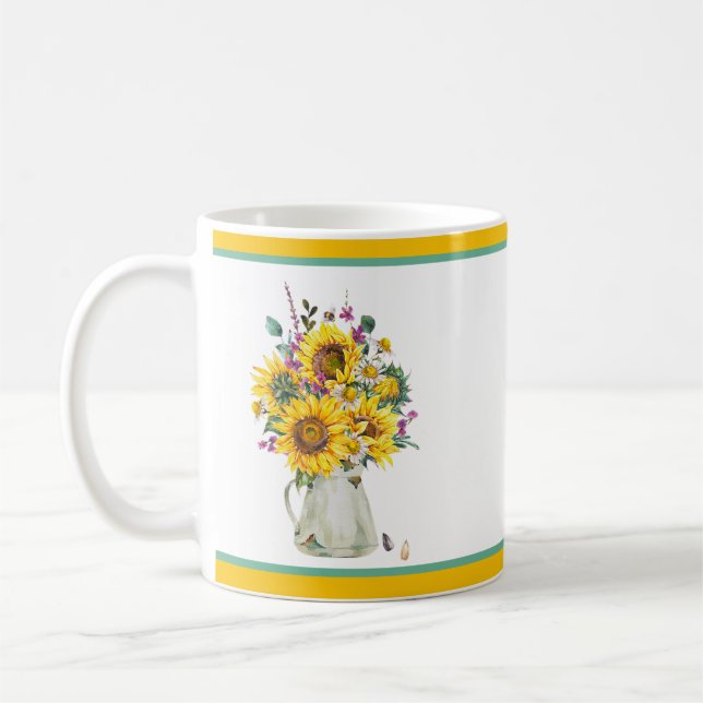 Caneca De Café Vaso de girassóis  (Esquerda)