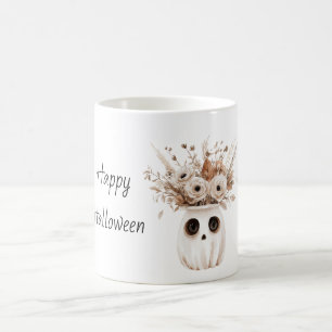 Caneca De Café Vaso de Halloween de Flor de Outono com Olhos