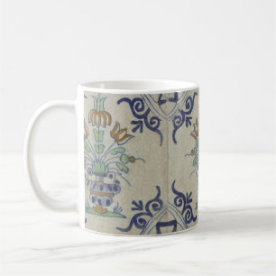 Caneca De Café Vaso de Tulipa Holandesa em Azulejo Delft Antigo: