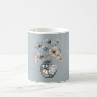 Caneca De Café Vaso Floral Azul Verdadeiro Creme