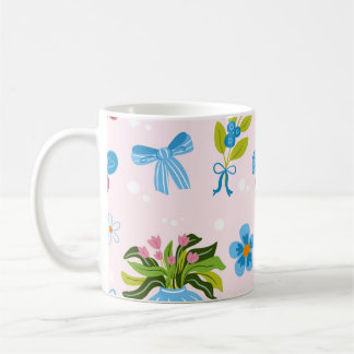 Caneca De Café Vaso Floral Fofo Padrão Sem Costura