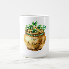 Caneca De Café Vaso Verde de Trevos da Sorte do Dia de São Patríc