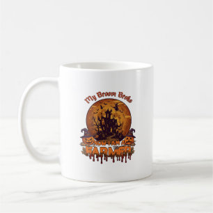 Caneca De Café Vassoura Quebrou Fazendeiro Halloween Bruxa Casa A