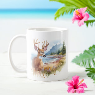 Caneca De Café Veado branco-de-cauda-branca-da-água-de-Verão