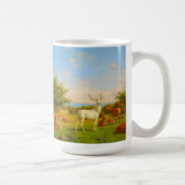 Caneca De Café Veado Branco Em Campo Aberto Natureza Selvagem