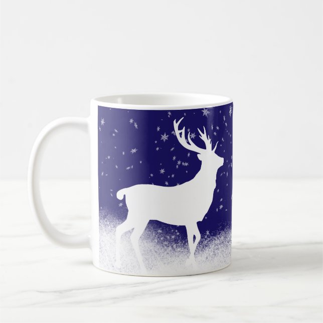 Caneca De Café Veado Branco na Neve (Esquerda)