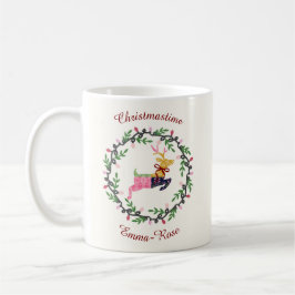 Caneca De Café Veado Feliz Natal com Coroa Personalizada