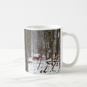 Caneca De Café Veado na neve cai
