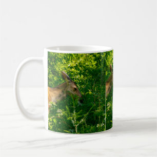 Caneca De Café Veado roe na floresta.