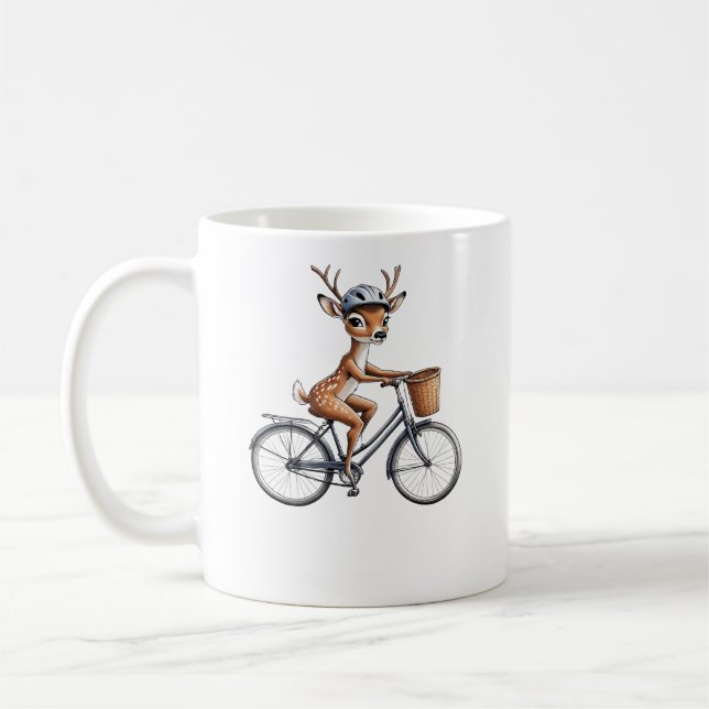 Caneca De Café Veado Whimsical Andando uma Bicicleta - Desenho à  (Esquerda)