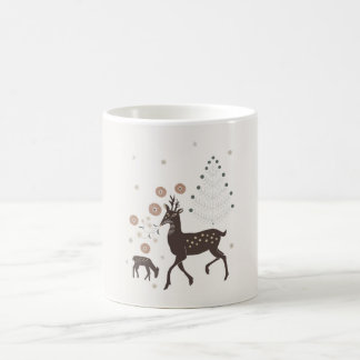 Caneca De Café Veados da floresta de inverno nórdica