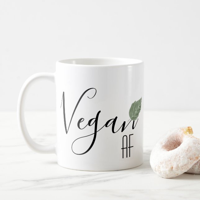 Caneca De Café Vegan AF Funny Say Leaf (Com Donut)