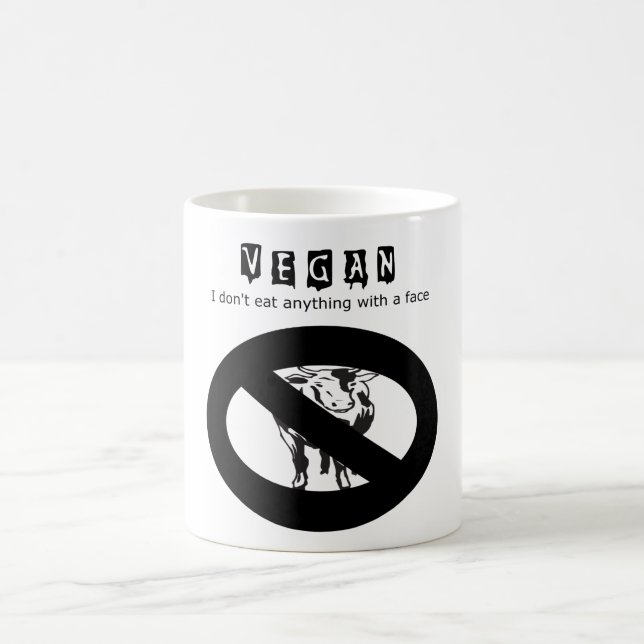 Caneca De Café Vegan: Eu não como qualquer coisa com uma cara - (Centro)