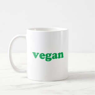 Caneca De Café "Vegan", letras verdes, fundo branco