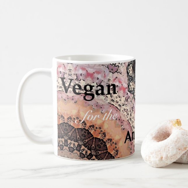 Caneca De Café Vegan para os animais (Com Donut)