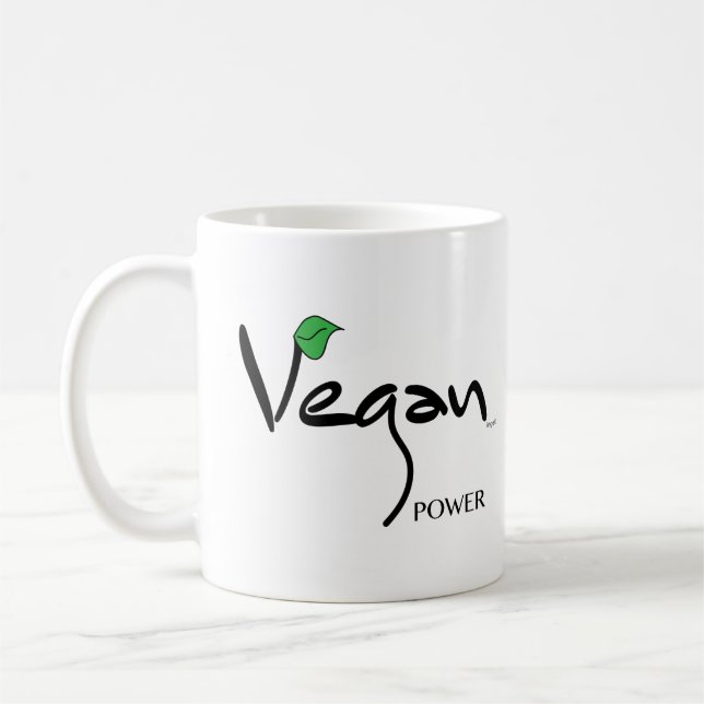 Caneca De Café Vegan Power com folha verde Legal (Esquerda)