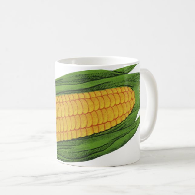 Caneca De Café Vegetais de Comidas de safra; Milho Amarelo no for (Frente Esquerda)