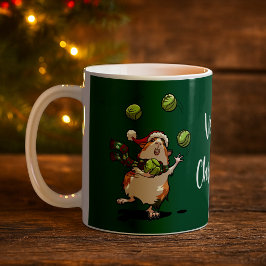 Caneca De Café Veggie Natal! Xmas Guiné Pig Fazendo Malabarismo C