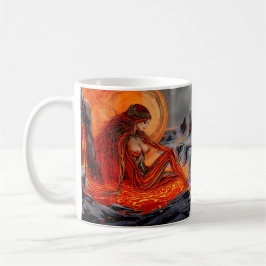 Caneca De Café "Veias do vulcão" - Retrato de mulher vulcânica