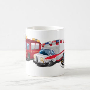 Caneca De Café Veículos da polícia, da ambulância e do corpo d