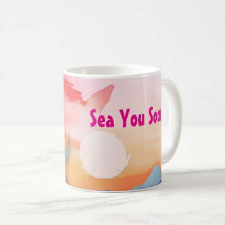 Caneca De Café Vejo Você Em Breve Aquarela Tema Praia