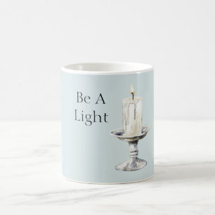 Caneca De Café Vela Branca Prateada Seja Uma Luz