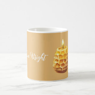 Caneca De Café Vela de Mel Dourada Brilha Forte