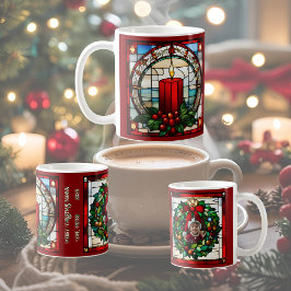 Caneca De Café Vela de Natal Carmesim Falso Vidro Manchado Person