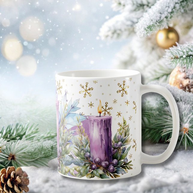 Caneca De Café Vela de Natal de Algodão Roxa (Criador carregado)