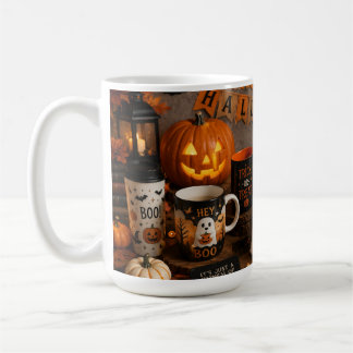 Caneca De Café Vela de Vidro Fosco com Fantasma e Abóbora de Hall