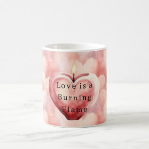Caneca De Café Velas de Chama Ardente Love Hearts