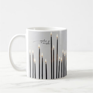 Caneca De Café Velas de linha preta iluminadas minimalistas chama