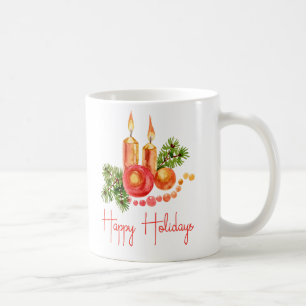 Caneca De Café Velas Elegantes Holly Sai do Café Feliz Feriados