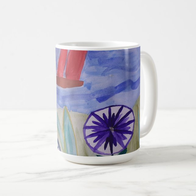 Caneca De Café Velas Vermelhas e Flores (Frente Esquerda)