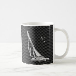 Caneca De Café Velejador de Prata em Decor de Fibra de Carbono