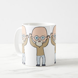 Caneca De Café Velho Careca Engraçado e Excêntrico com Barba