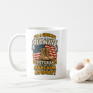 Caneca De Café Velho Veterano da Marinha Mal-Humorado Sarcasmo De