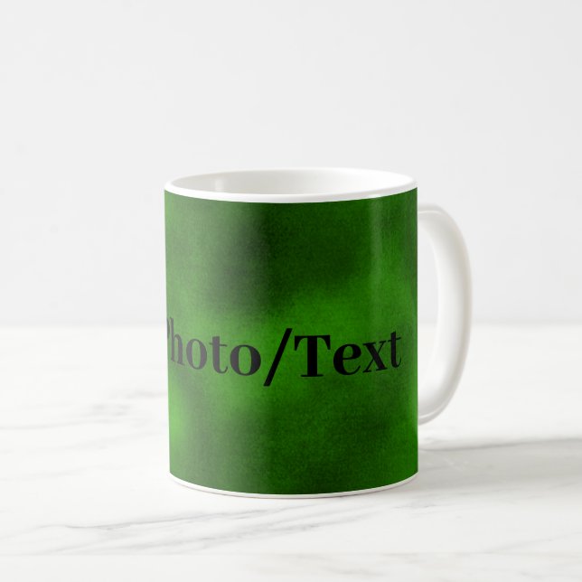 Caneca De Café Veludo Verde Personalizado Adicionar a Foto ou Tex (Frente Esquerda)