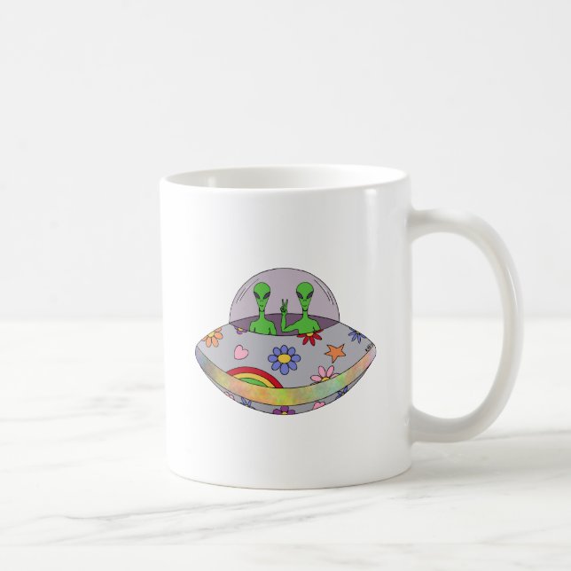 Caneca De Café Vêm no UFO da paz (Direita)