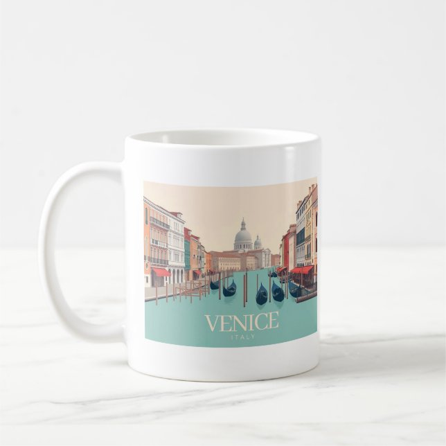 Caneca De Café Veneza Itália Pastel Viagem Design (Esquerda)